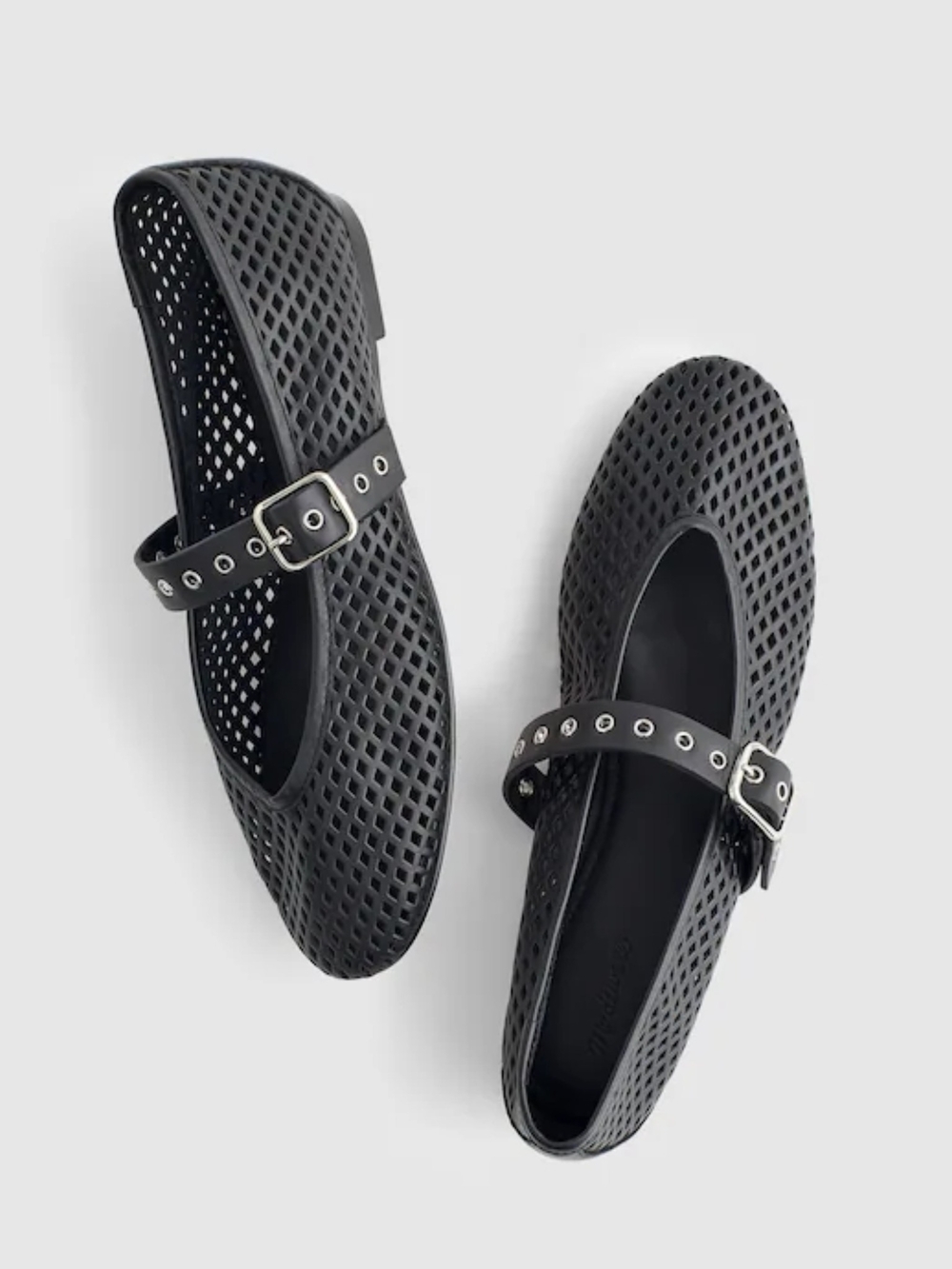 New! Madewell The Remy Mary Jane Flat in Perforated Leather Black 7.5